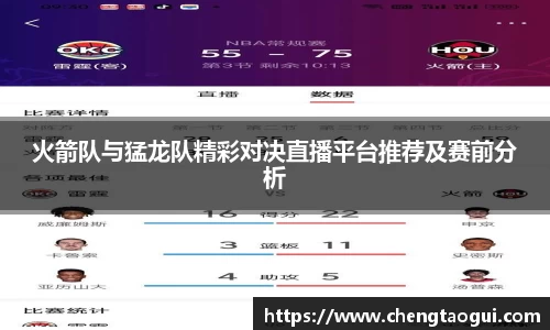 火箭队与猛龙队精彩对决直播平台推荐及赛前分析